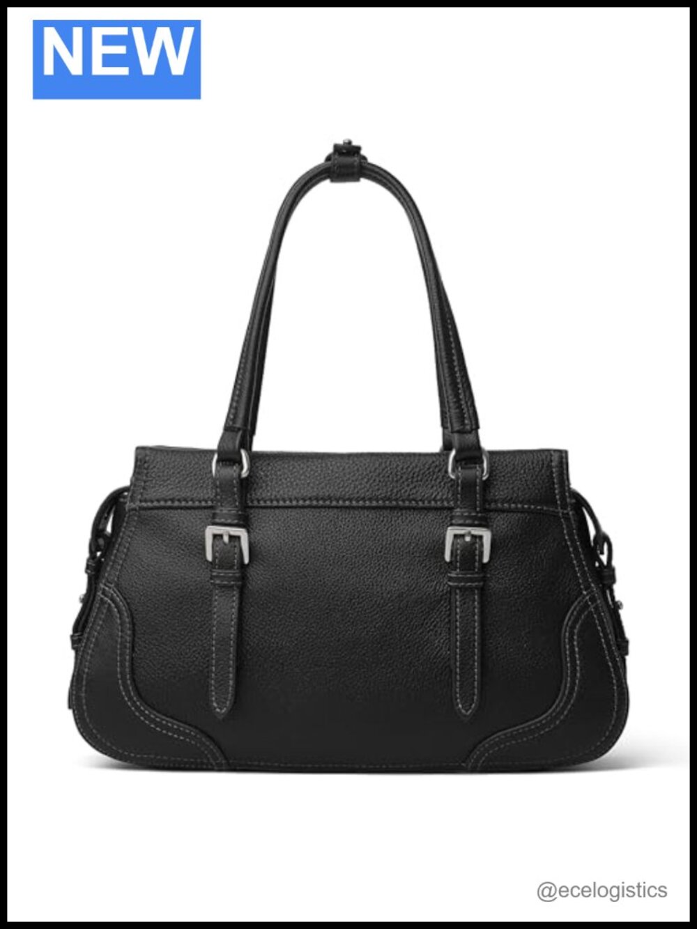 Genuine Leather Top Handle Satchel Tote with Crossbody Strap